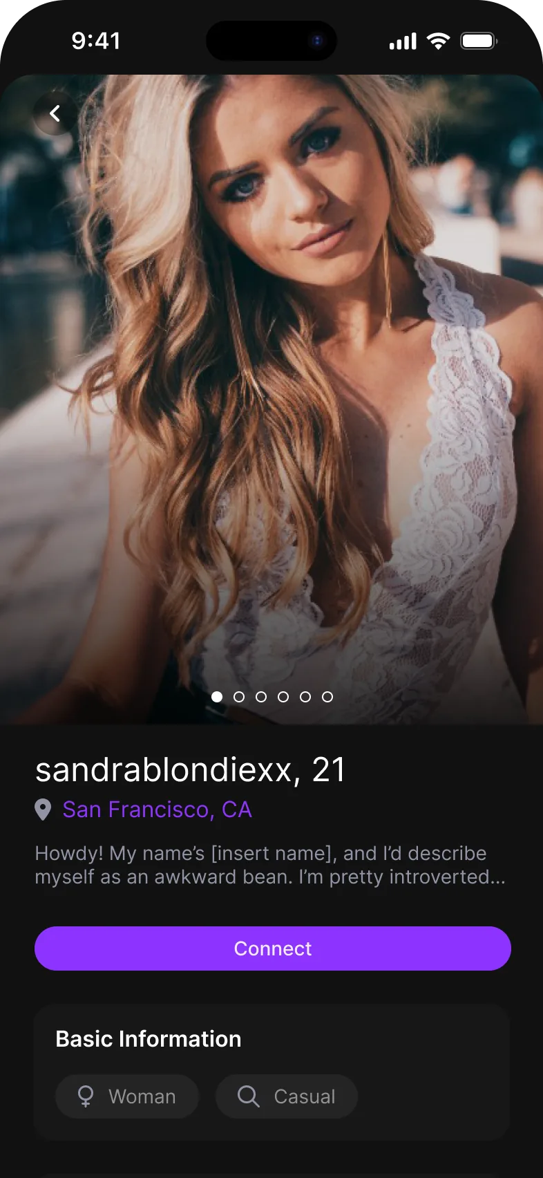 Public profile with connect button
