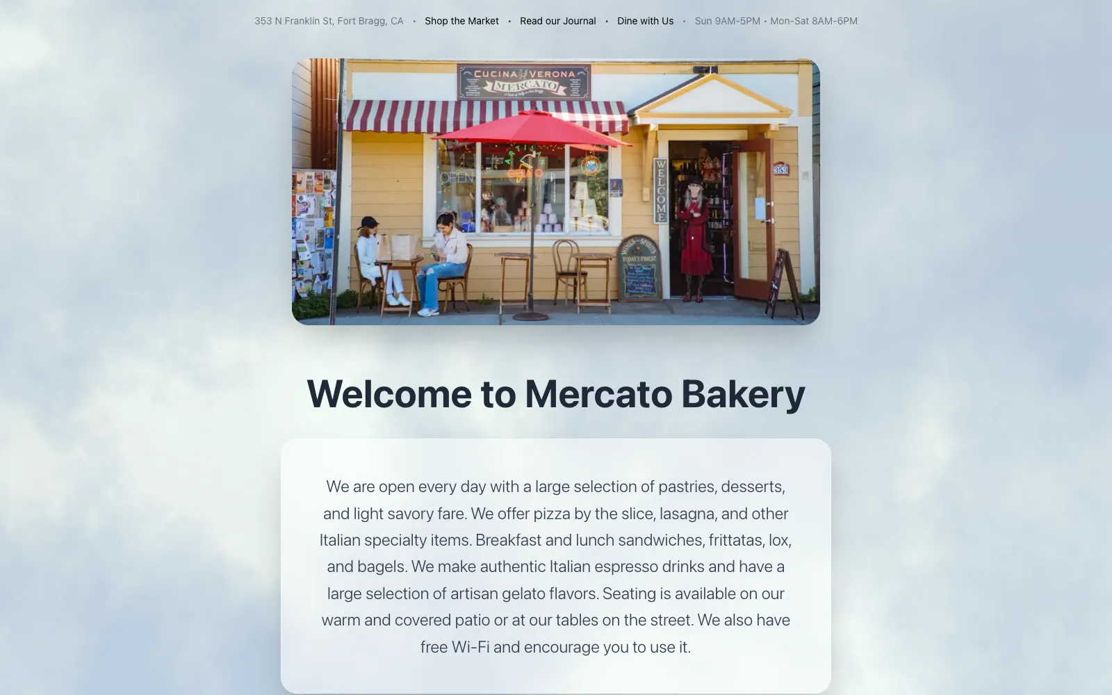 Mercato Bakery homepage