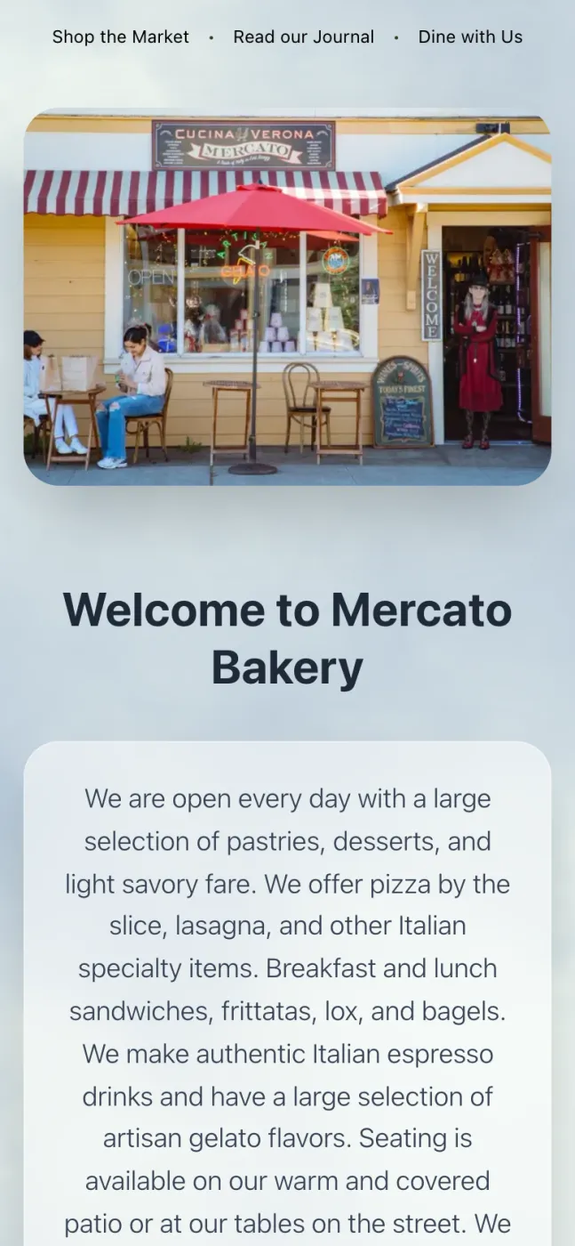 Mercato Bakery on a phone
