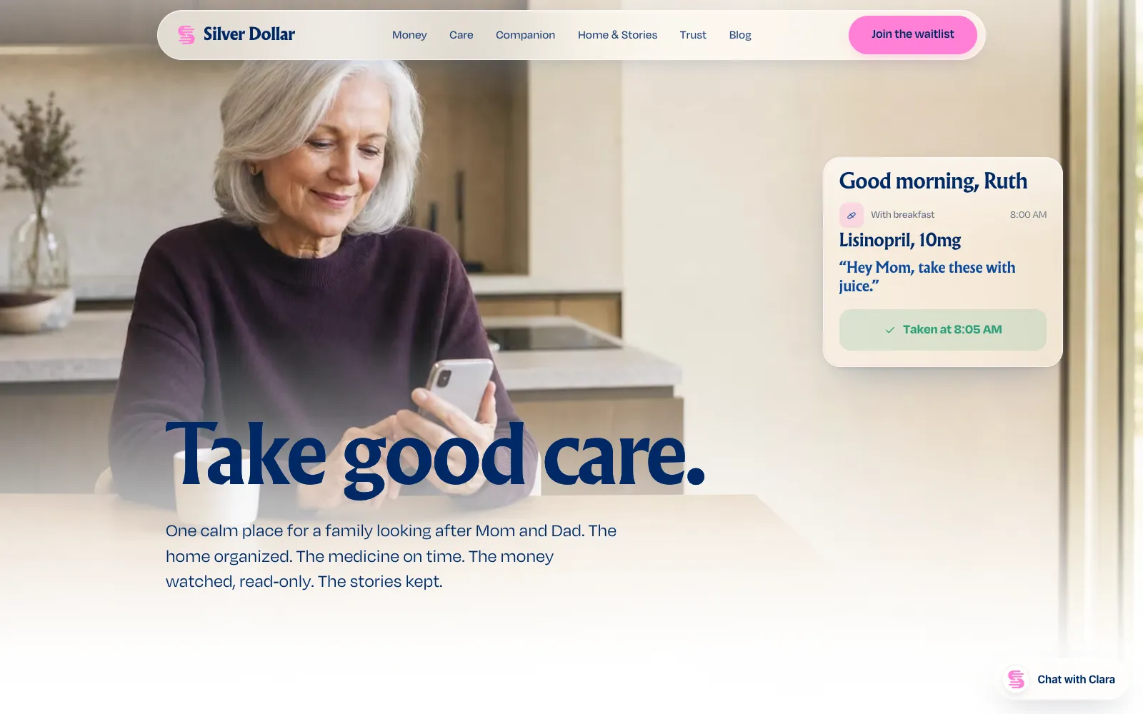 Silver Dollar homepage: Take good care.